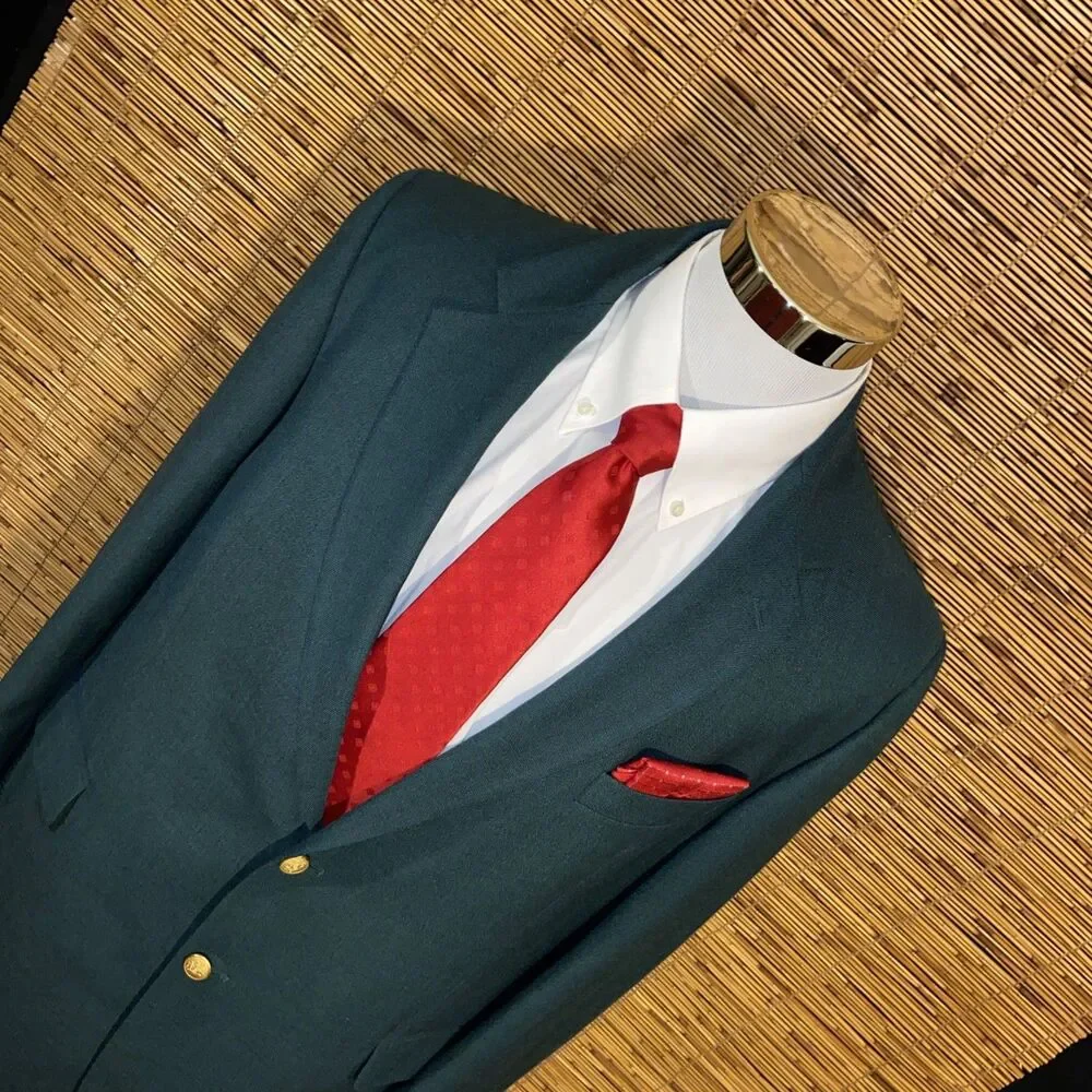 Luxury Stafford Blazer Green Sport Coat Men’s 48 Gold Buttons Suit Jacket USA